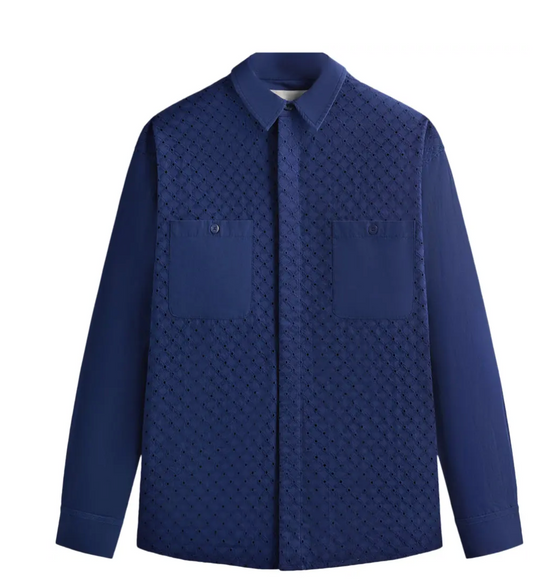 Kith Lattice Floral Long-Sleeve Apollo Shirt 'Cave' Size Medium