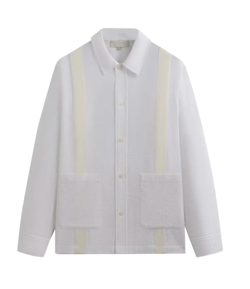 Kith Seersucker Long-Sleeve Boxy Collared Overshirt 'White' Size Small BRAND NEW
