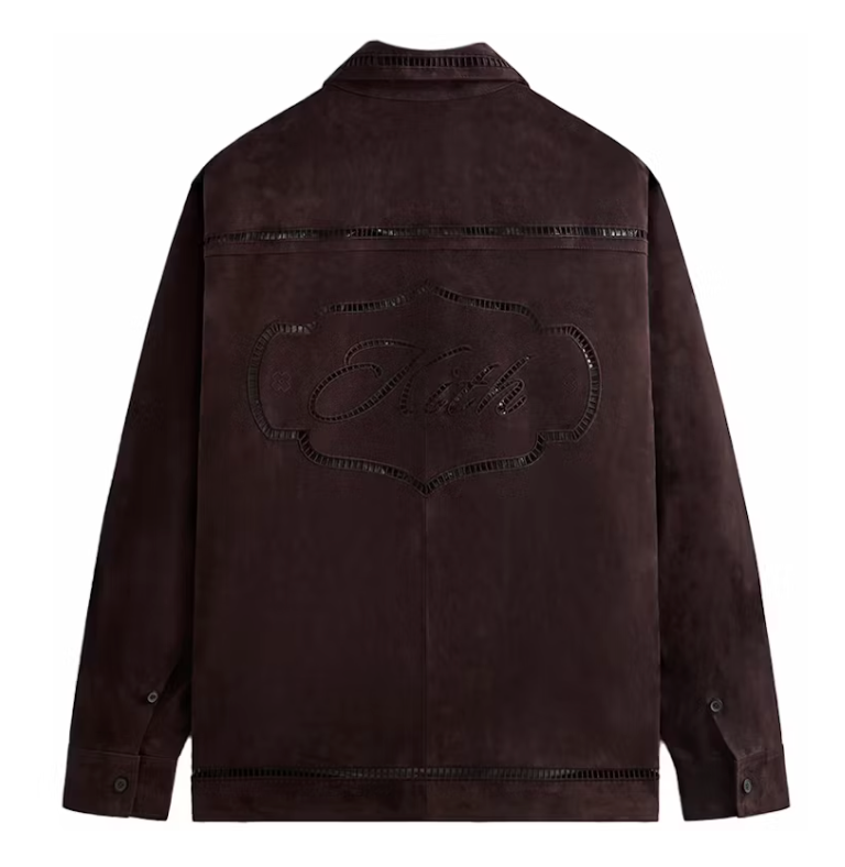 Kith Ladder Stitch Suede Boxy Collared Overshirt Brown Size Small Mens BRAND NEW