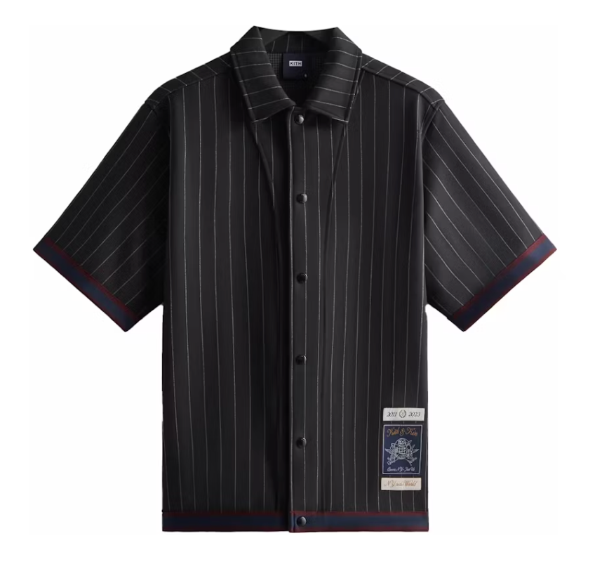 Kith Pinstripe Woodpoint Shooting Shirt Black Size Small Mens BRAND NEW