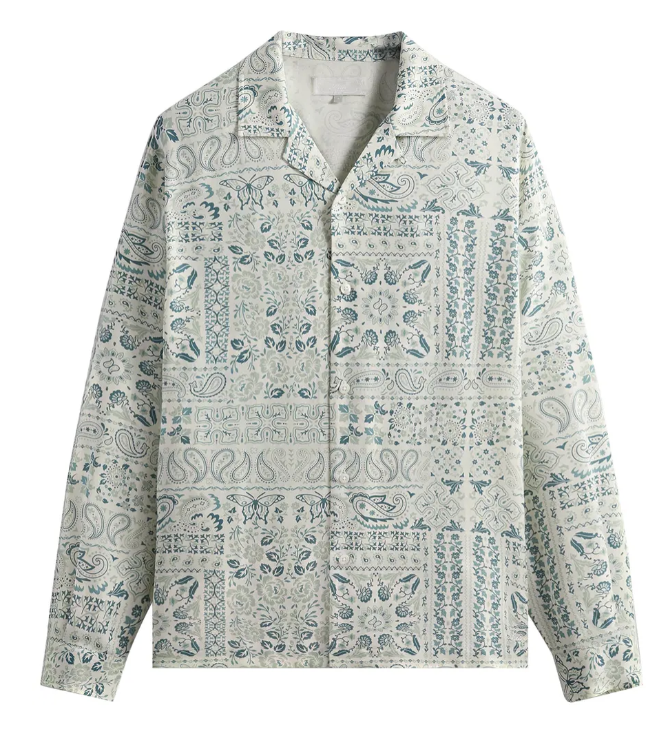 Kith Lyocell Long-Sleeve Thompson Camp Collar Shirt 'Tranquility' Size Small BRAND NEW