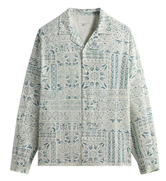 Kith Lyocell Long-Sleeve Thompson Camp Collar Shirt 'Tranquility' Size Medium