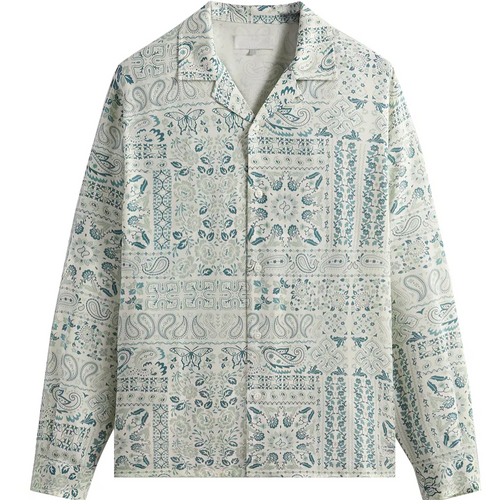 Kith Lyocell Long-Sleeve Thompson Camp Collar Shirt 'Tranquility' Size Medium