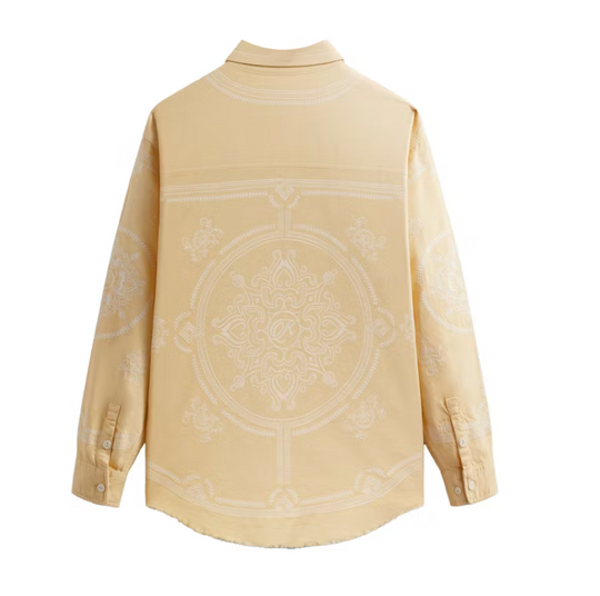 Kith Raw Hem Denim Apollo Shirt Blonde Size Small BRAND NEW
