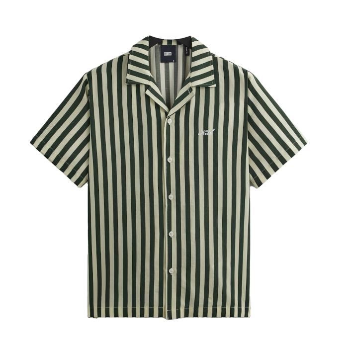 Kith Striped Thompson Camp Collar Shirt Agate Size Medium BRAND NEW