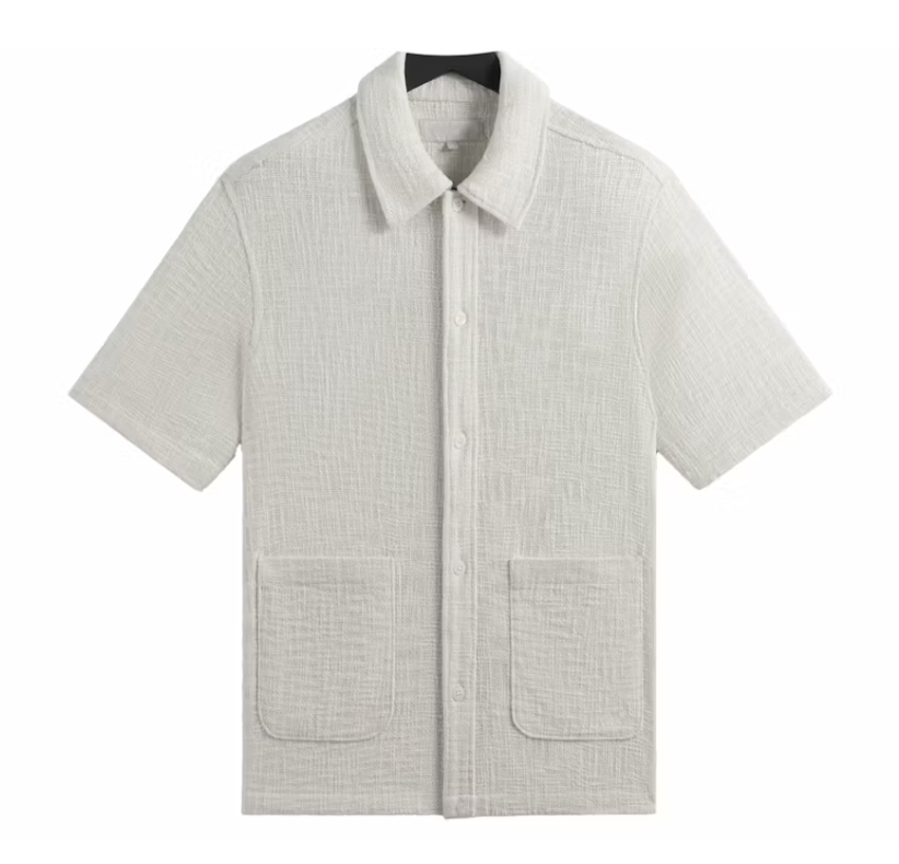 Kith Textured Cotton Boxy Collared Overshirt Off White Size Small BRAND NEW