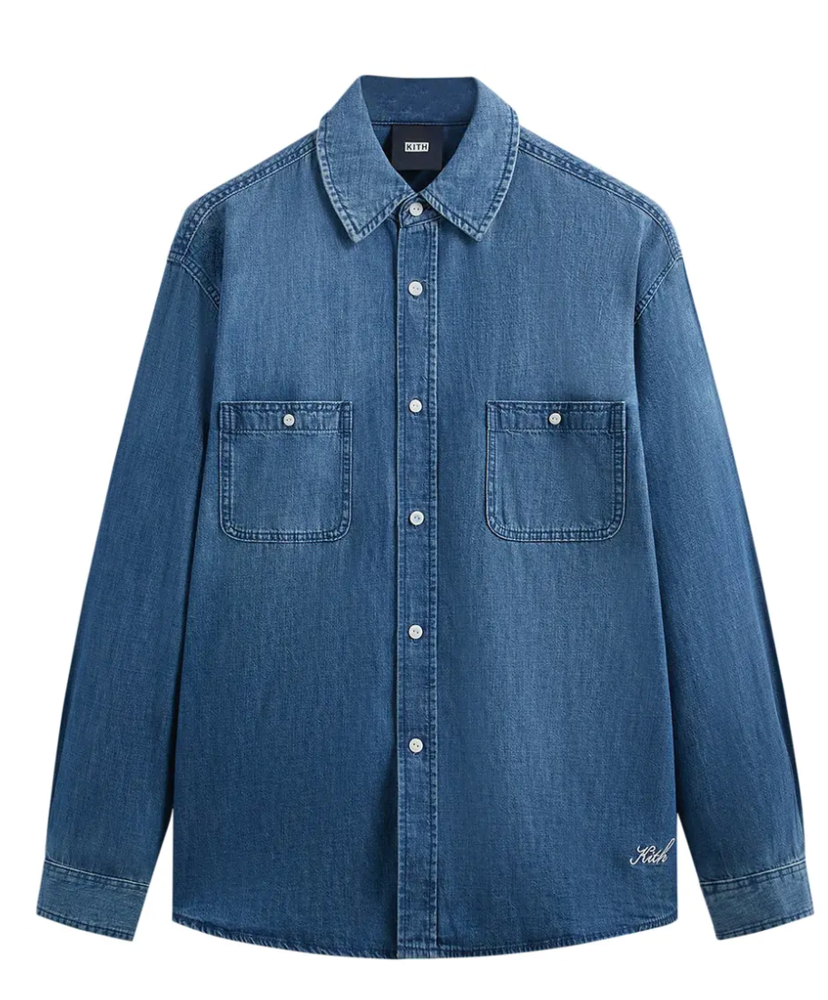 Kith Chambray Apollo Shirt 'Mid Indigo' Size Small BRAND NEW