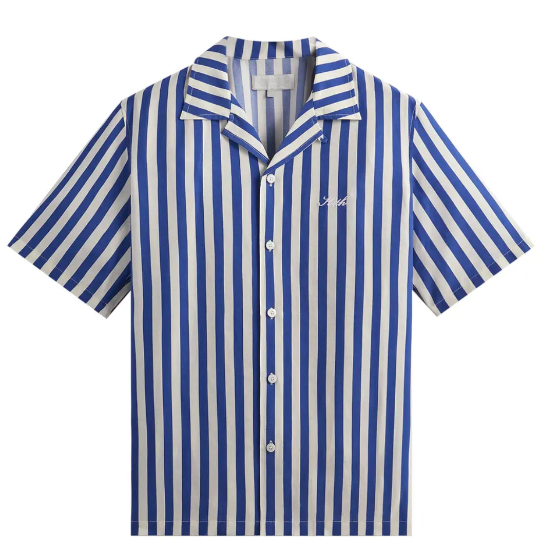 Kith Striped Thompson Camp Collar Shirt 'Current' Size Medium BRAND NEW