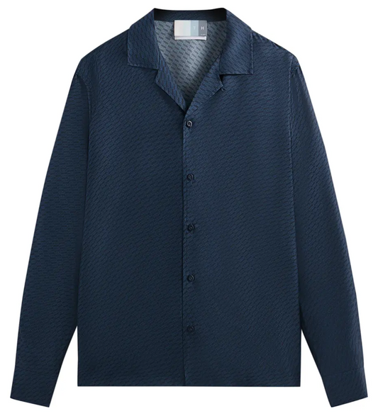 Kith Monogram Silk L/S Thompson Camp Collar Shirt 'Nocturnal Size Md BRAND NEW