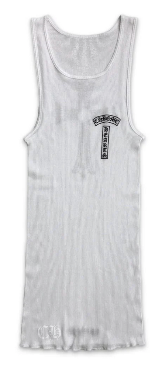 Chrome Hearts T-Bar Cross Logo White Tank Top - Size Large