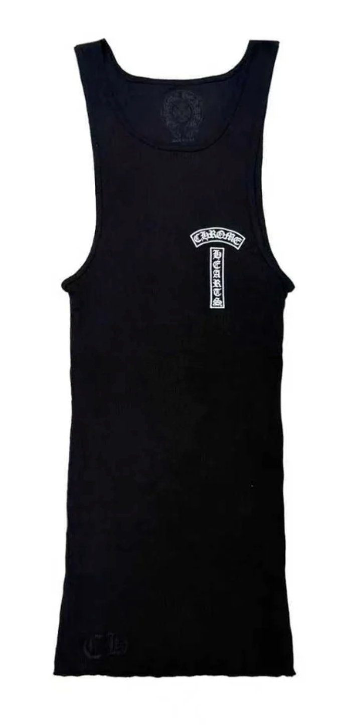 Chrome Hearts T-Bar Cross Logo Black Tank Top - Size Large