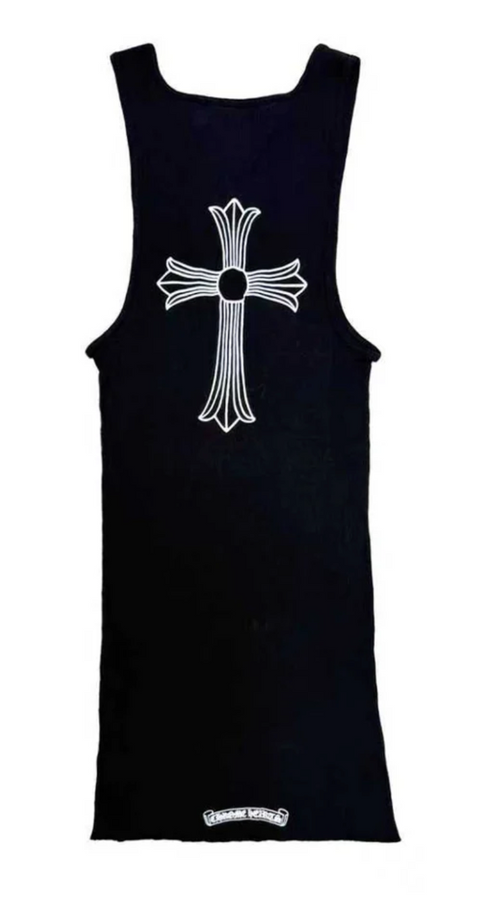 Chrome Hearts T-Bar Cross Logo Black Tank Top - Size Large