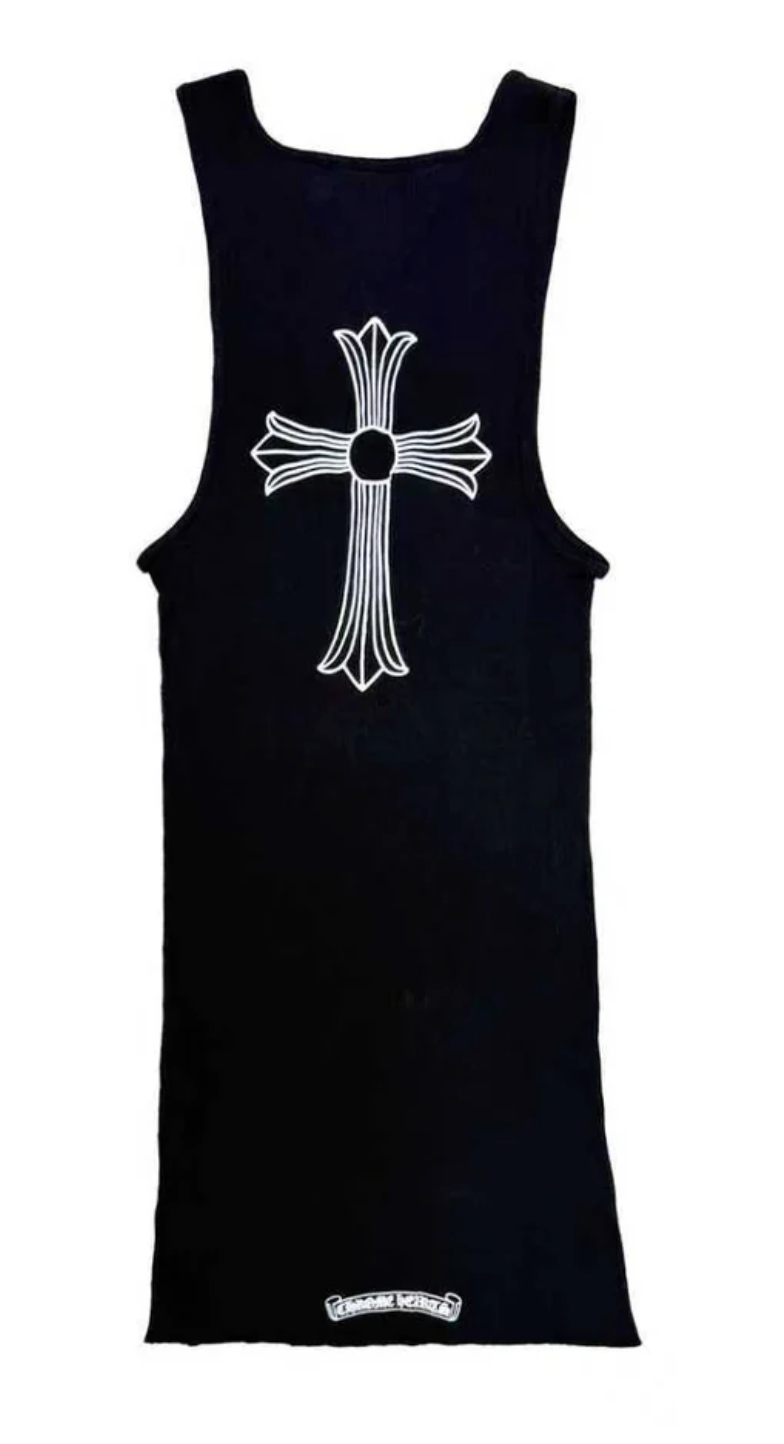 Chrome Hearts T-Bar Cross Logo Black Tank Top - Size Large