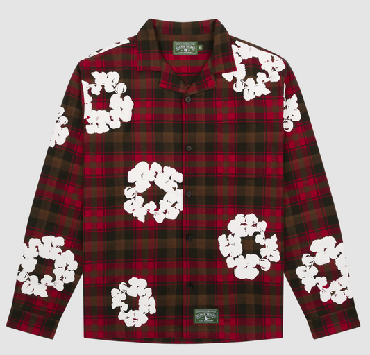 Denim Tears Cotton Wreath Red Pajama Shirt Size Large