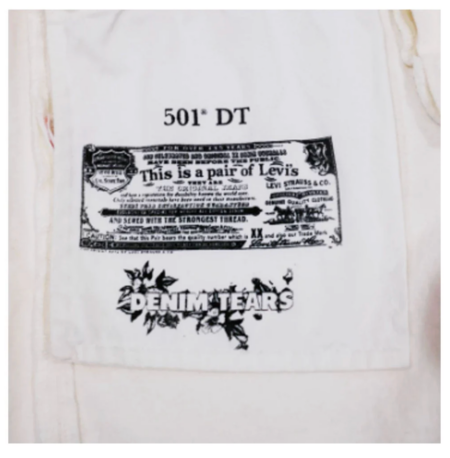 Denim Tears X Levi's 'Cotton Wreath' White Denim Jeans Size 31