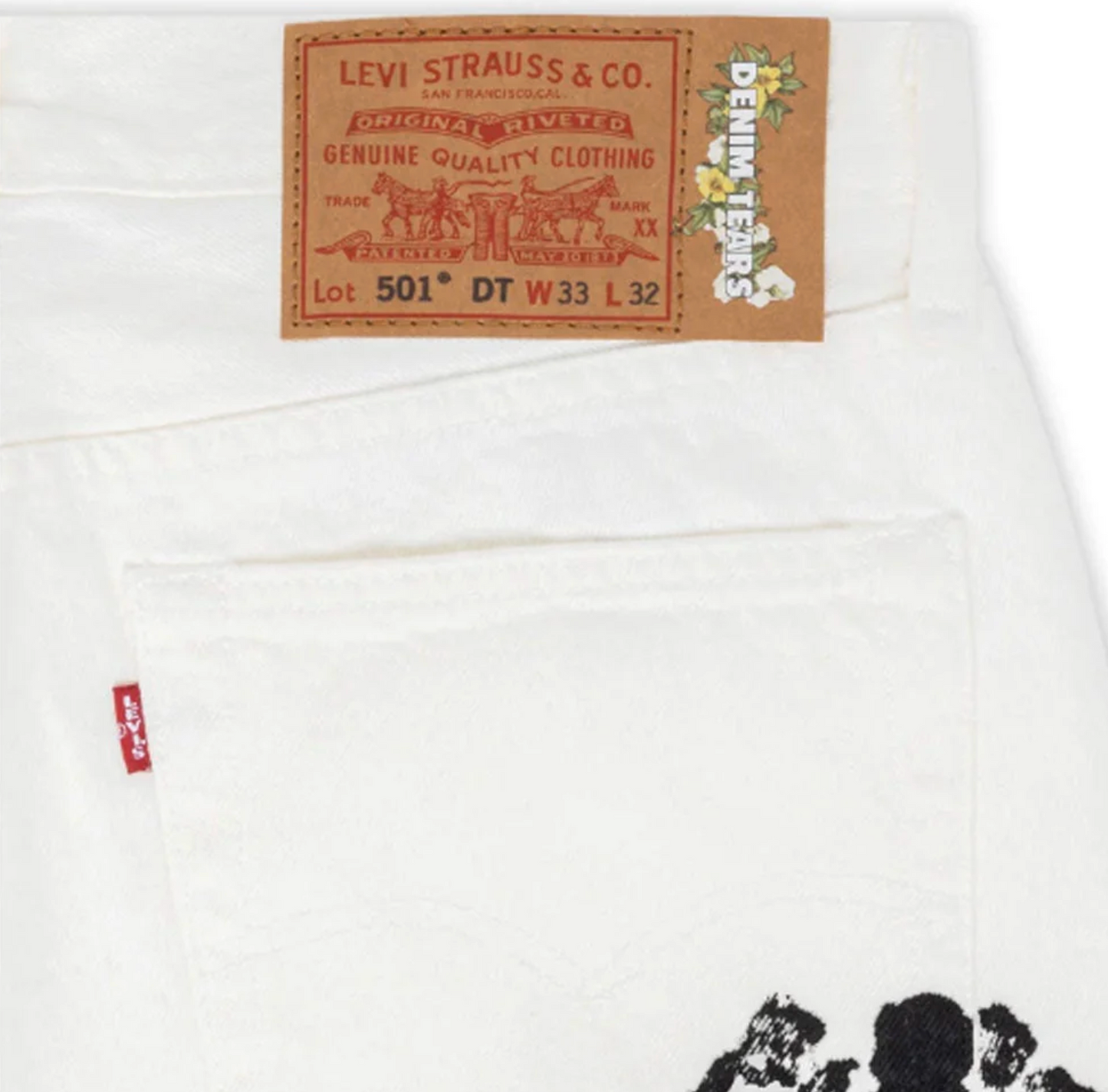 Denim Tears X Levi's 'Cotton Wreath' White Denim Jeans Size 31