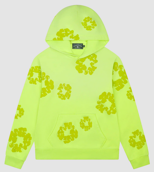 Denim Tears Mono Cotton Wreath Neon Green Hoodie Size LG