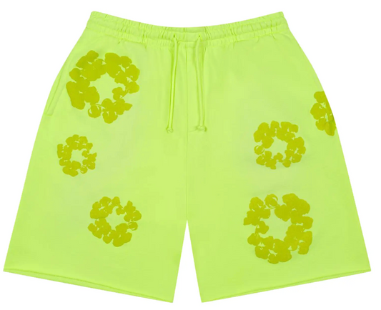Denim Tears Mono Cotton Wreath Neon Green Sweatshorts Size LG