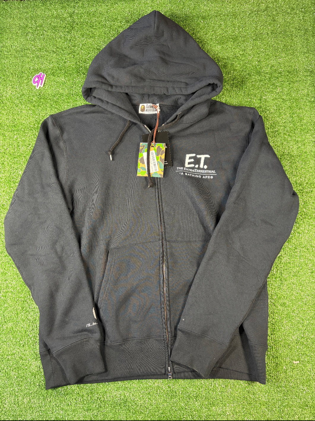 BAPE x E.T. Ape Head Full Zip-Up Black Hoodie XL