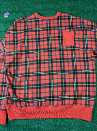 BAPE Logo Check Red Loose Fit Crewneck Sweater Size XL