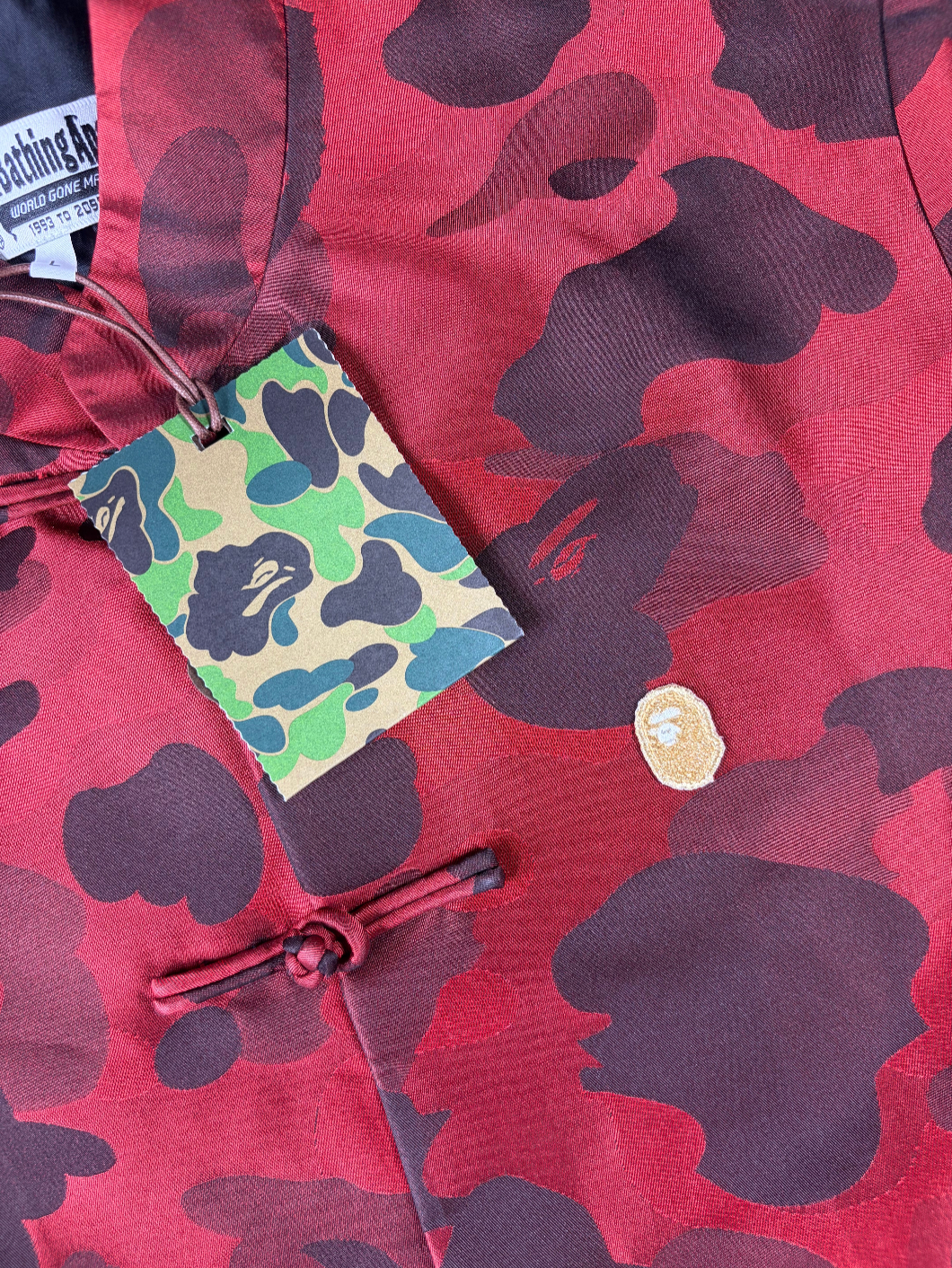 Bape Red Color Camo Padded Chinese Jacket Size Large