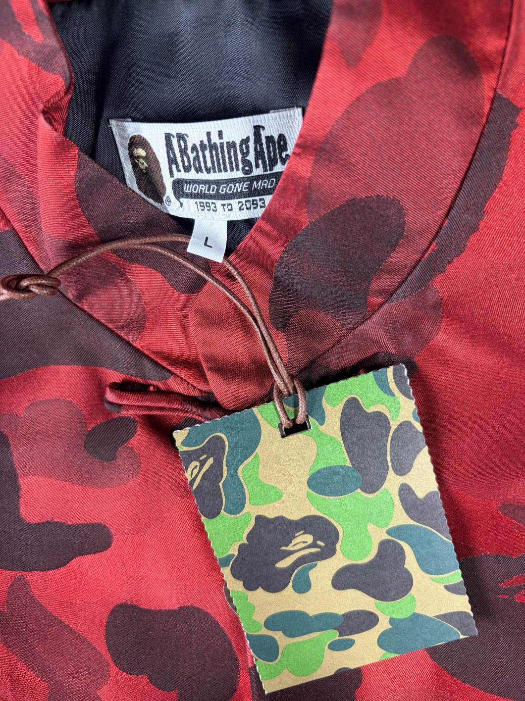 Bape Red Color Camo Padded Chinese Jacket Size Large