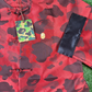 Bape Red Color Camo Padded Chinese Jacket Size Large