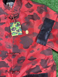 Bape Red Color Camo Padded Chinese Jacket Size Large