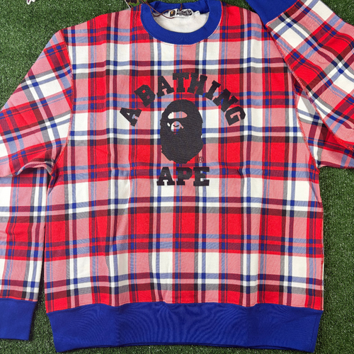 Bape London Plaid Check RLX Crewneck Sweater Size Large