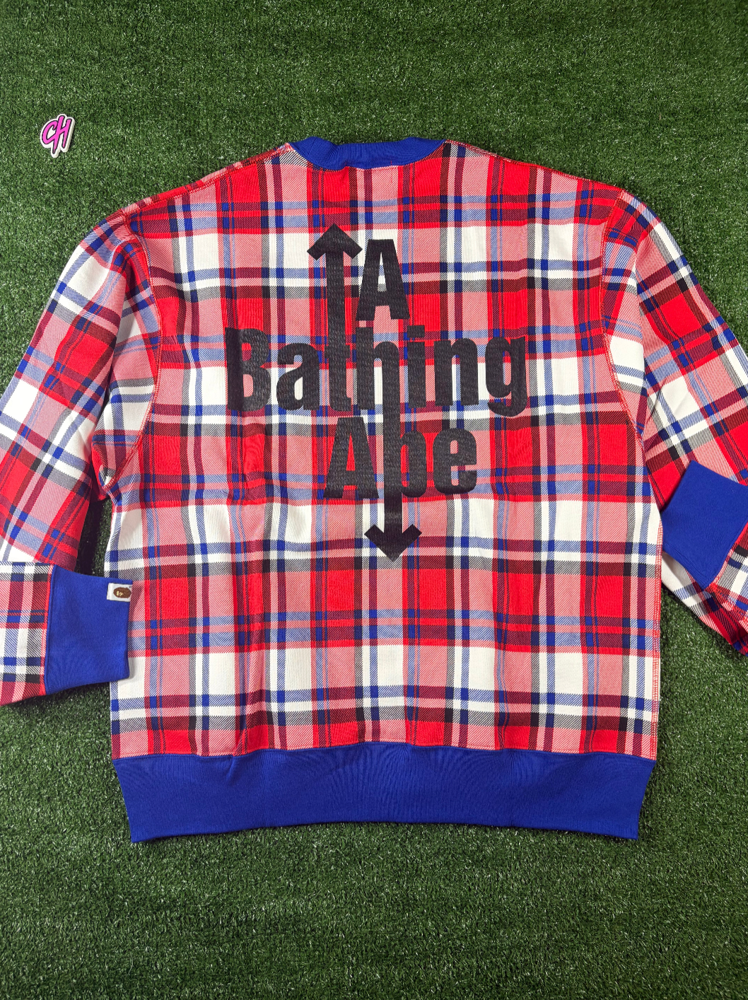 Bape London Plaid Check RLX Crewneck Sweater Size XXL