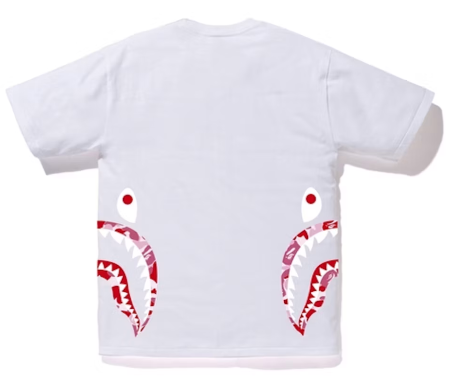Bape Kids ABC Camo Side Shark Tee White x Pink Size 140 K