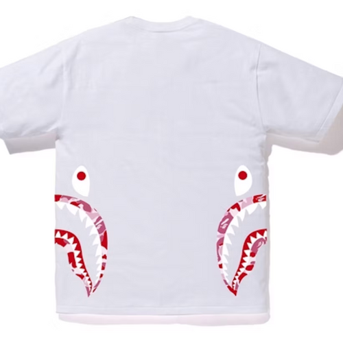 Bape Kids ABC Camo Side Shark Tee White x Pink Size 140 K