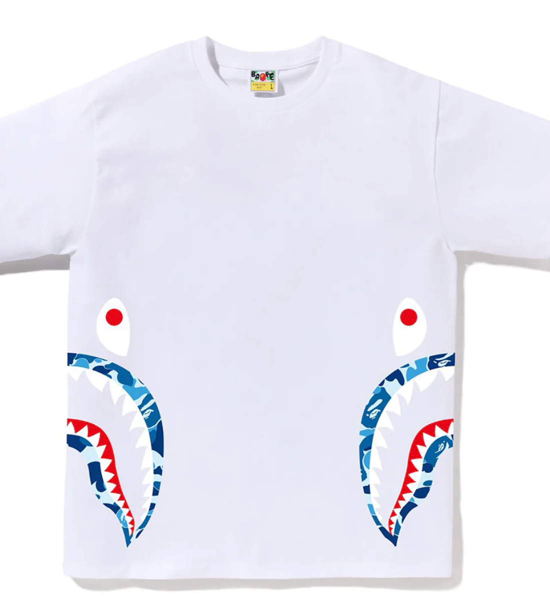 Bape Kids ABC Camo Side Shark Tee White x Blue Size 140 K