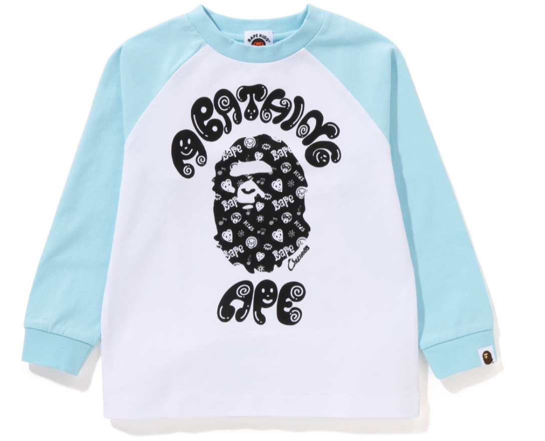 Bape Kids x Chocomoo College L/S Tee Blue White Size 140 K