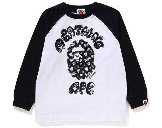 Bape Kids x Chocomoo College L/S Tee Black White Shirt Size 140 K