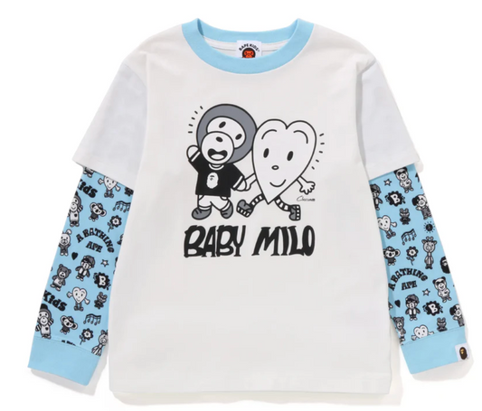 Bape Kids x Chocomoo Milo Friends Layered L/S Tee White Size 140 K