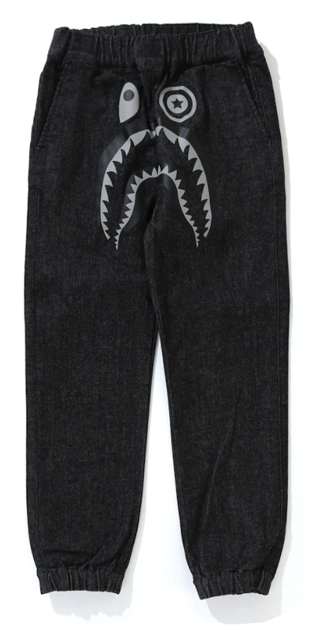 Bape Kids Shark Denim Jogger Pants Black Size 140 K