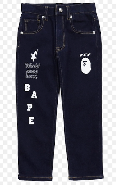 Bape Kids Multi Print Denim Pants Navy Size 140 K