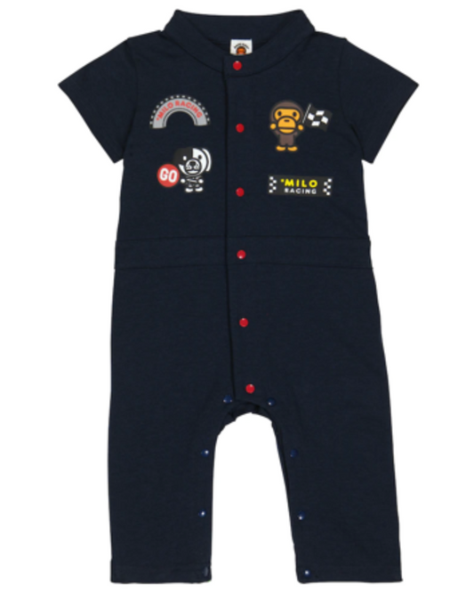 Bape Kids Baby Milo Racing Romper In Navy Size 70