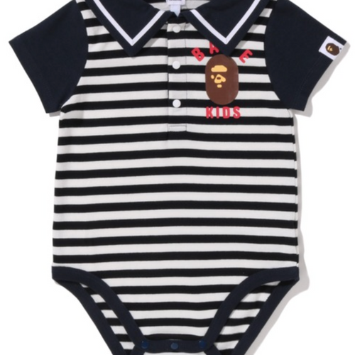 Bape Kids Hoop Sailor Collar Bodysuit In Navy Size 70
