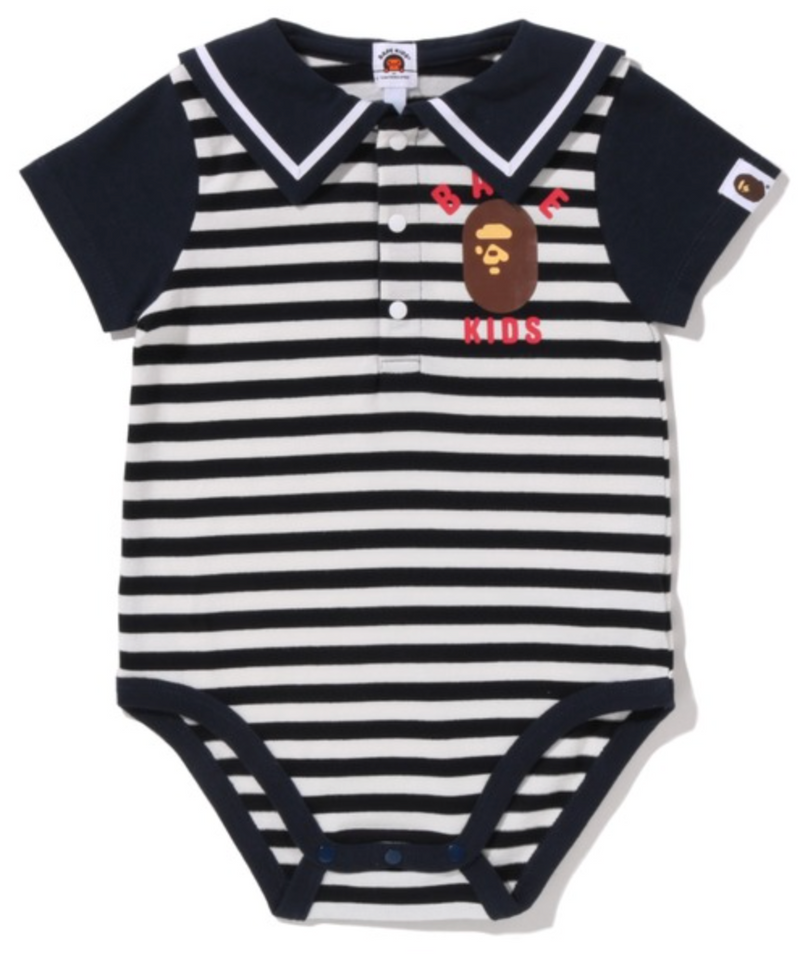 Bape Kids Hoop Sailor Collar Bodysuit In Navy Size 70