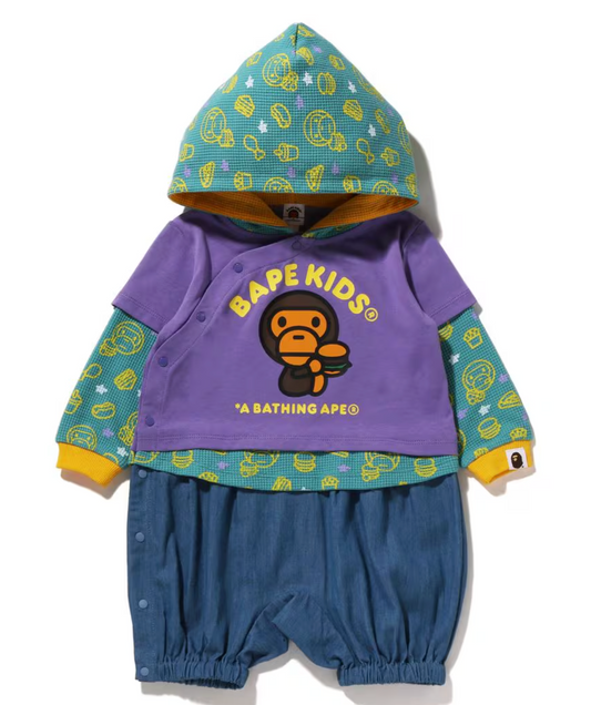 Bape Kids Baby Milo Junk Food Purple Bodysuit Size 70
