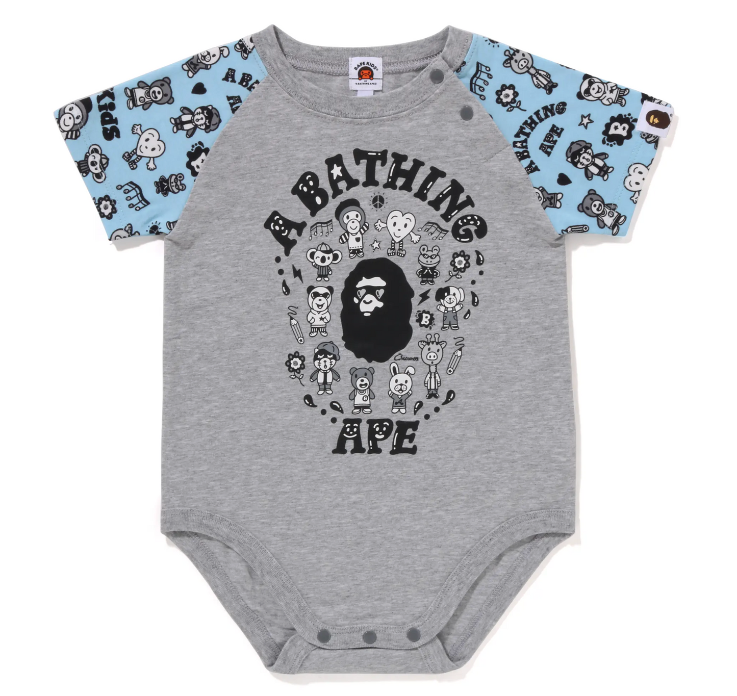 Bape Kids X Chocomoo Milo Friends Grey Bodysuit Size 70