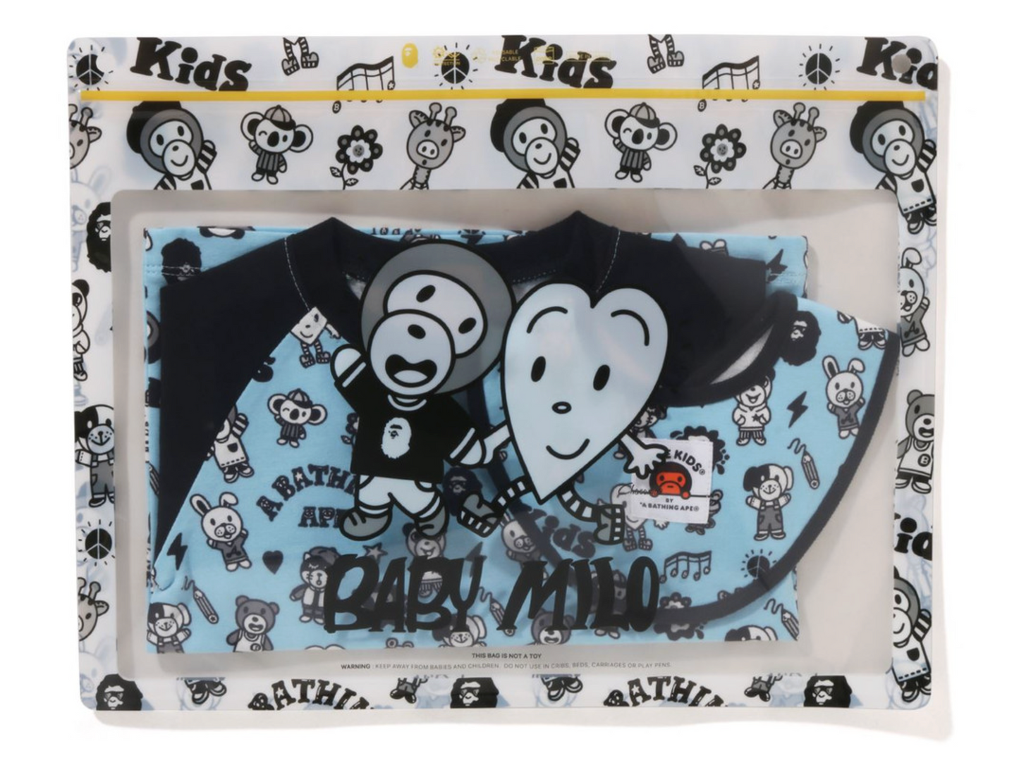 Bape Kids X Chocomoo Milo Friends Baby Blue Shirt Size 70