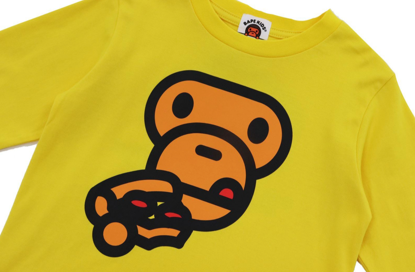Bape Kids Baby Milo Pizza L/S Tee Yellow Size 140 K
