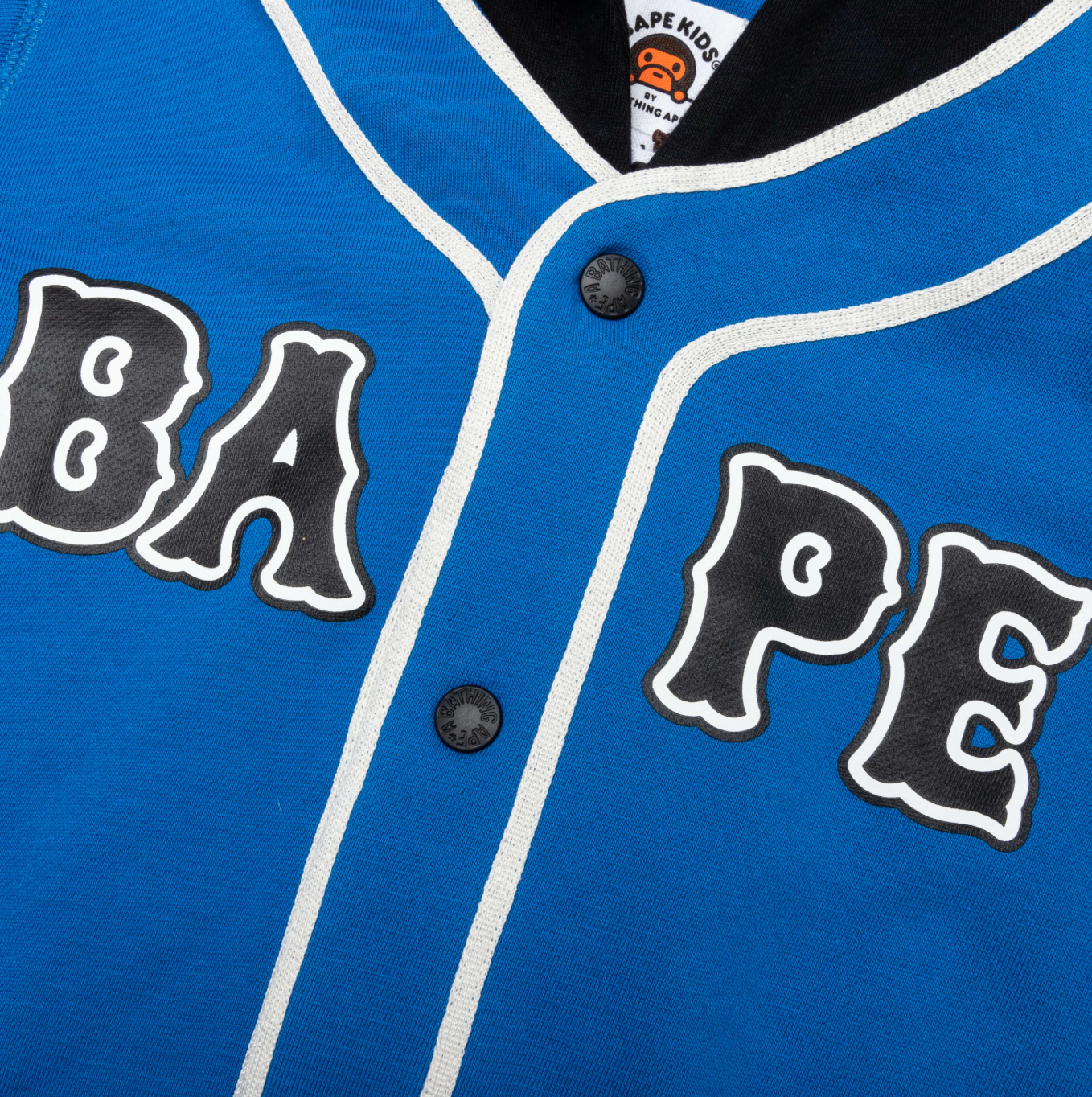 Bape Kids Bape Logo Layered Baseball Sweatshirt Blue Size 140 K
