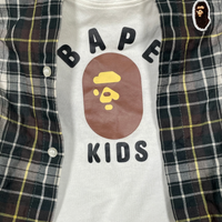Bape Kids Check Layered Romper Shirt Green Size 80