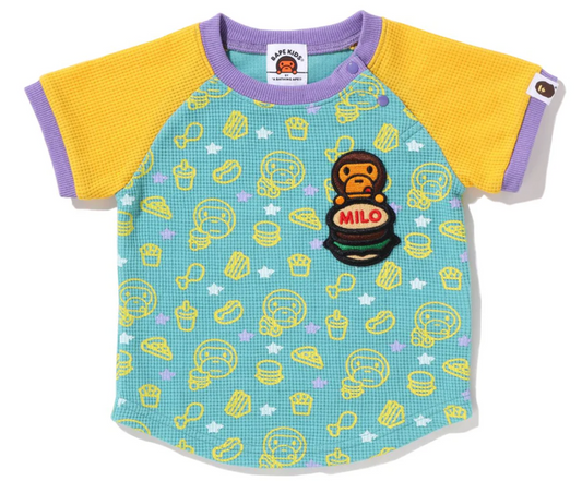 Bape Kids Baby Milo Junk Food Green Raglan T-Shirt Size 80