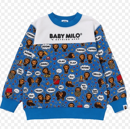 Bape Kids Baby Milo Speech Crewneck Blue Size 140 K