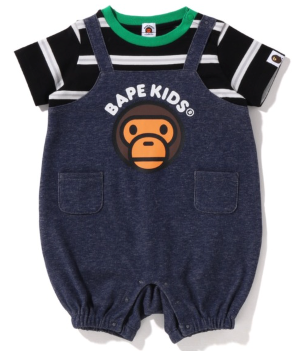 Bape Kids Baby Milo Salopette Layered Navy Romper Size 80